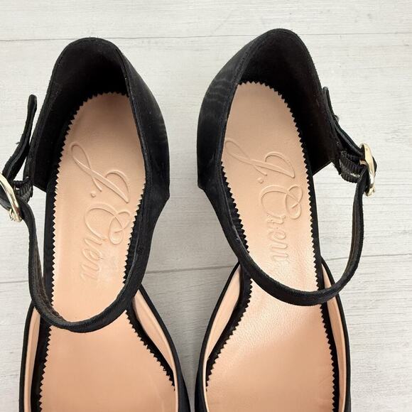 J.Crew Millie Ankle Strap Heels Size 8 Black Moiré Italian Leather Holiday Dance - Picture 8 of 16